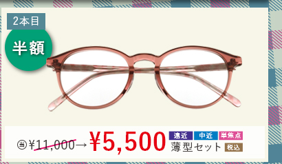 2本目半額 当店通常販売価格11,000円→5,500円遠近・中近・単焦点薄型セット